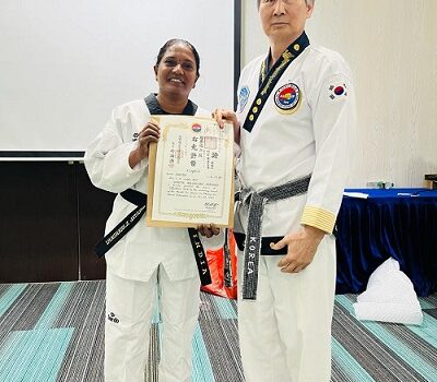 SHEETAL BALKRISHNA BHANDARI AWARDED 6TH BLACK BELT BY WORLD TAEKWONDO CHUNG DO KWAN FEDERATION