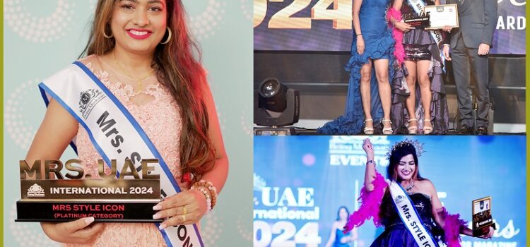 Mumbai Kandivali Girl and Dubai resident PAYAL JHA has been crowned Mrs. UAE International Style Icon in United Arab Emirates.